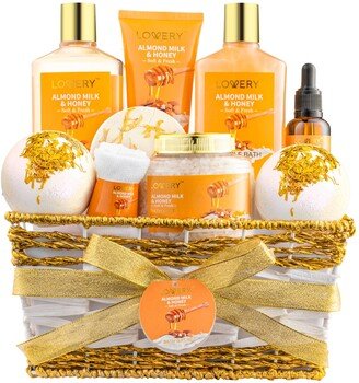 Lovery Almond Milk and Honey Home Spa Body Care Gift Set, 10 Piece