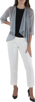 Petites Womens Mesh Sheer Collarless Blazer