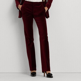 Ralph Lauren Stretch Velvet Straight-Leg Pant