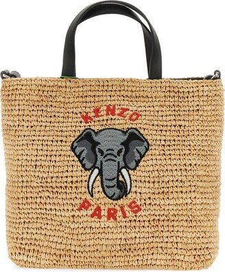 Elephant-Embroidered Tote Bag