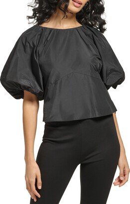 Puff Sleeve Taffeta Blouse