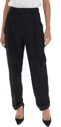 High Waist Turn-up Tailored Pants-AA