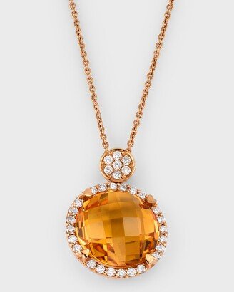 Lisa Nik 18K Rose Gold Citrine and Diamond Pendant Necklace