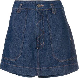 Kim skirt-overlay denim shorts