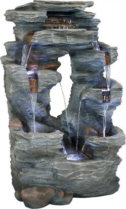 Sunnydaze Decor Dual Cascading Rock Waterfall Fountain with Led Lights - 39 in