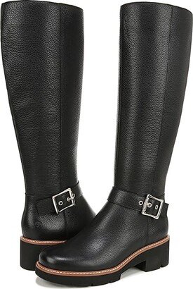 Darry Tall Wide Calf Water-Repellent (Black Leather) Women's Shoes