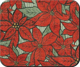 Mouse Pads: Wild Poinsettias Mouse Pad, Rectangle Ornament, Red