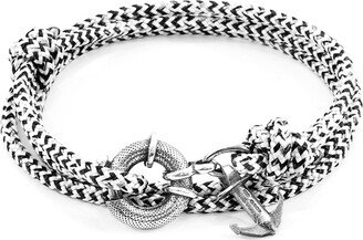 Anchor & Crew White Noir Clyde Anchor Silver & Rope Bracelet