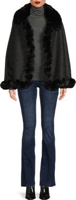 Faux Fur Trim Ruana-AA