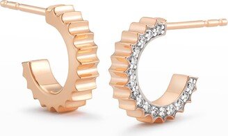 Walters Faith Clive Rose Gold Fluted Huggie Earrings with White Rhodium Diamond Edges