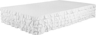 Legacy Decor Full Bed Skirt Tiered Dust Ruffle 100% Brushed Microfiber with 14” Drop White Color