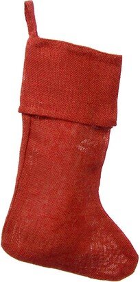 Plain Burlap Christmas Stockings, Red, 16-Inch