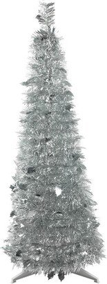 Northlight 4' Silver Tinsel Pop-Up Artificial Christmas Tree, Unlit