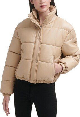 Women's Faux-Leather Puffer Coat