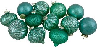 Northlight Set of 12 Green Finial and Glass Ball Christmas Ornaments