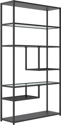 72 Eos Bookcase Etagere Marble/Glass Black - Room & Joy