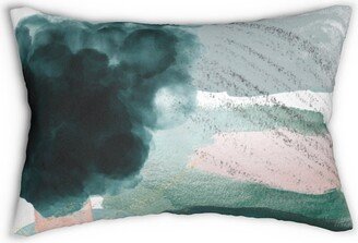 Boho Chic Throw Lumbar Pillow, Abstract, Emerald Green, Dusty Pink, Fancy Luxury, Apartment, Home Office Decor, Couch Accent