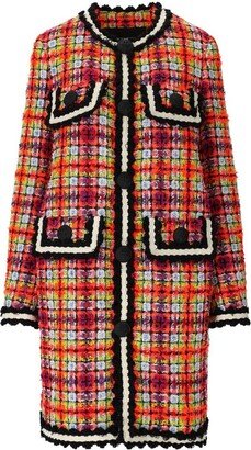 Check Pattern Tweed Coat