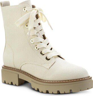 Tiiaa Womens Canvas Ankle Combat & Lace-up Boots