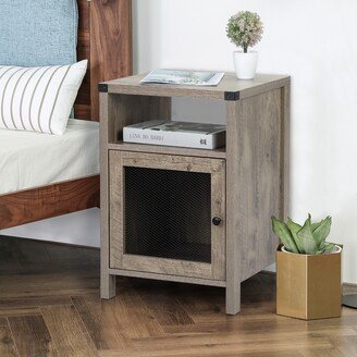 Oldken Farmhouse Nightstand Side End Table with Power Outlets USB Ports