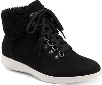 Frankie Womens Fax Leather Ankle Combat & Lace-up Boots