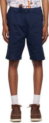 AAPE by A Bathing Ape Navy Embroidered Shorts