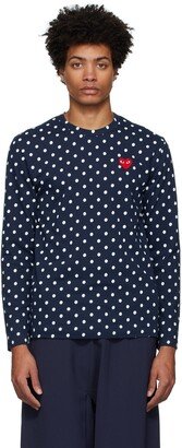 Navy Polka Dot Heart Patch T-Shirt