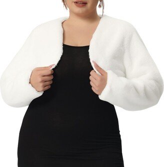 Agnes Orinda Agne Orinda Women' Plu Size Trendy Faux Fur Warm Open Front Lightweight Cropped Cardigan White 3X