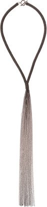 Long Silver-colored Necklace With Fringe In Brass Woman