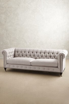 Belgian Linen Lyre Chesterfield Sofa, Hickory