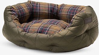 Quilted Checked Cotton and Shell dog bed