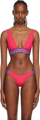 Pink Greca Border Bikini Top