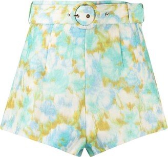 Printed Belted Shorts