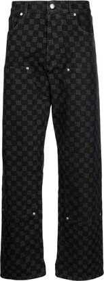 Monogram-Print Straight-Leg Trousers-AB