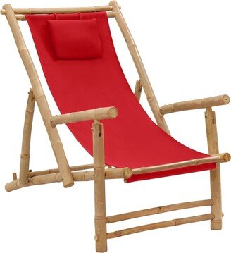 Deck Chair Bamboo and Canvas - 23.6 x 41.7 x 35.4