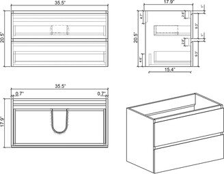 Tiramisu Bathroom Vanity with Sink, Large Storage Wall Mounted Floating Bathroom Vanity, 1-Piece Sink Basin without Drain and Faucet