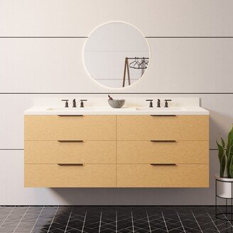 Kitchen Bath Collection KitchenBathCollection Oslo 60 Floating Wall-Mounted Double Bathroom Vanity with Matte White Top