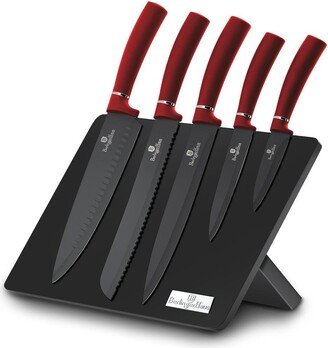 Berlinger Haus 6-Piece Knife Set w/ Magnetic Holder Burgundy Collection