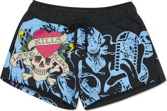 Nyc Skull Fleece Sweatshort In Black