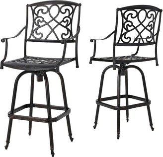 Santa Maria Set of 2 Cast Aluminum Patio Bar Stools - Shiny Copper