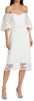 Floral Lace Off-The-Shoulder Midi-Dress