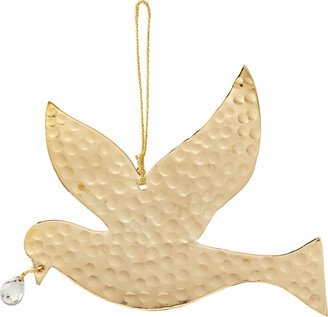 Tie-On Hammered Dove w/ Teardrop Gold