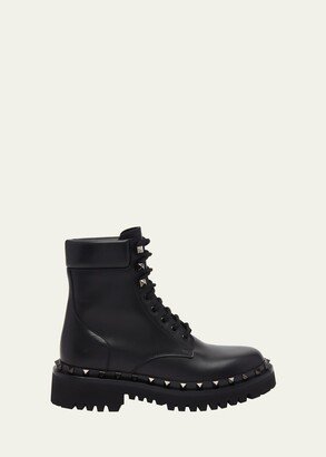 Rockstud Leather Combat Boots-AA