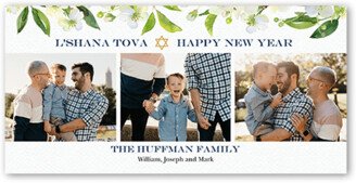 Rosh Hashanah Cards: Greenery Top Rosh Hashanah Card, White, 4X8, Signature Smooth Cardstock, Square