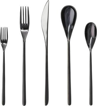 5pc Stainless Steel Dragonfly Silverware Set Black - Fortessa Tableware Solutions