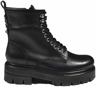 Black leather Icon Evening combat boots with logo