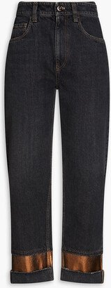 Cropped high-rise straight-leg jeans