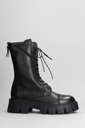 Combat Boots In Black Leather-AE