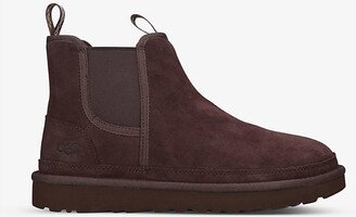 Mens Dark Brown Neumel Logo-debossed Suede Chelsea Boots