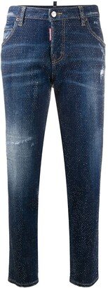 Studded Cropped Skinny-Fit Jeans